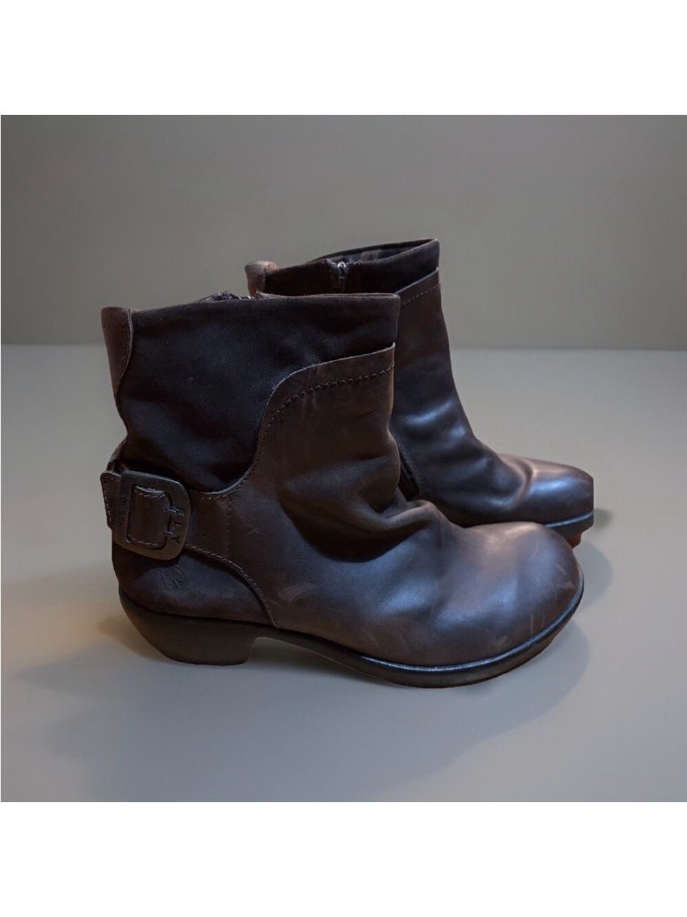 Fly London Mel Buckle Ankle Boots - Dark Brown - Size 8